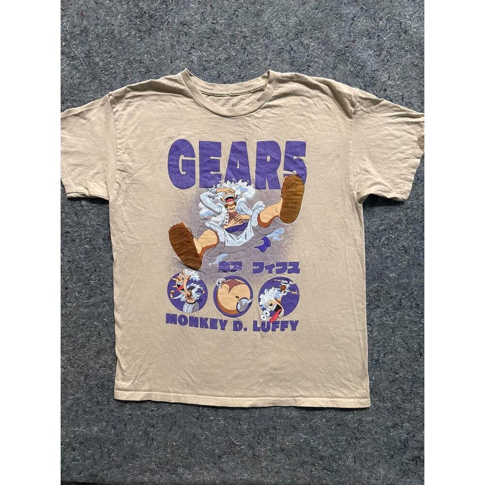 One Piece Gear 5 Monkey D. Luffy Graphic T-Shirt Beige Size Large